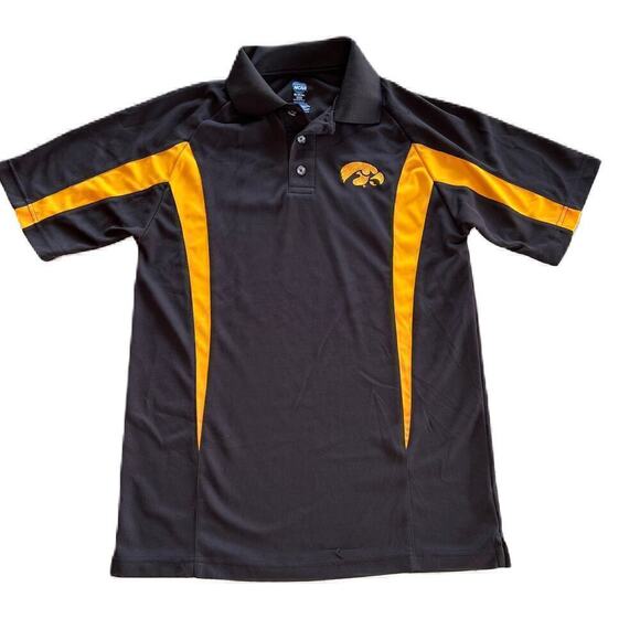 Black and Gold Iowa Hawkeyes Golf Polo Small - Picture 1 of 6